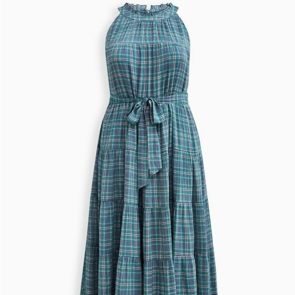 Torrid Maxi Lindsay Plaid Tiered Dress Size 3